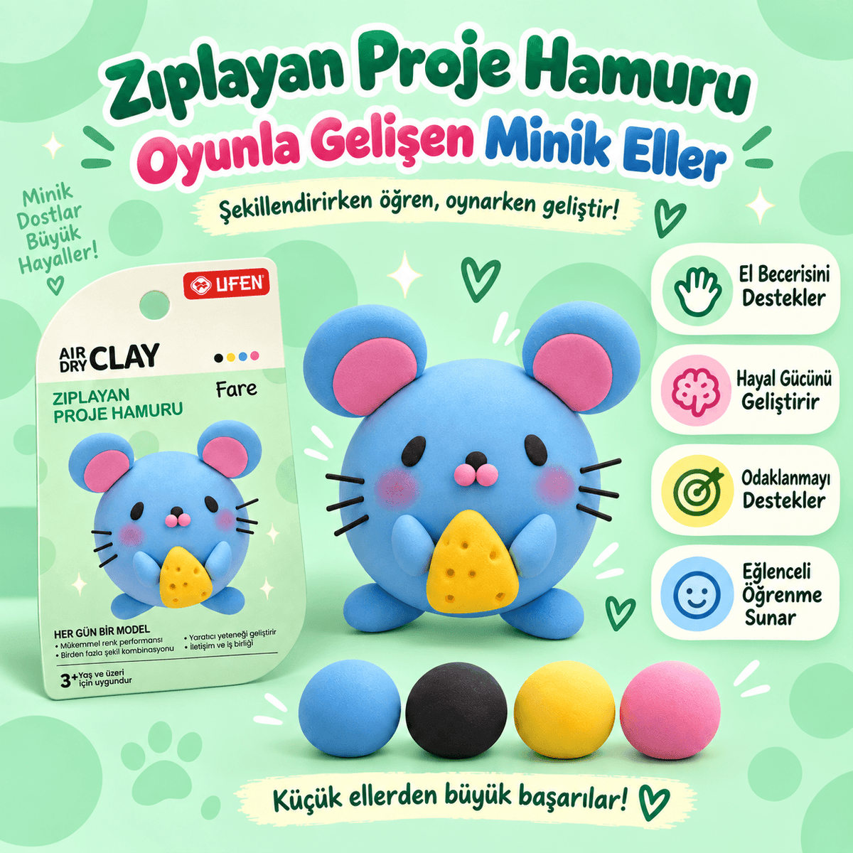 Luvoon™ Sevimli Fare Zıplayan Proje Hamuru