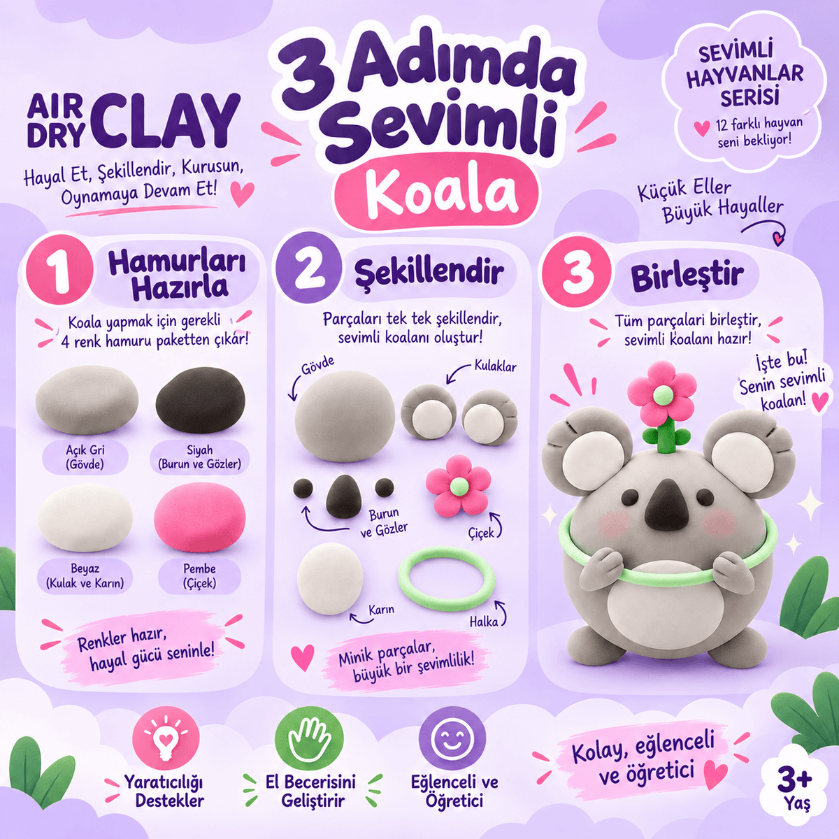 Luvoon™ Koala Zıplayan Proje Hamuru