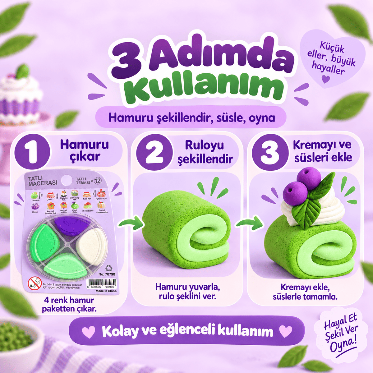 Luvoon™ Çaylı Rulo Zıplayan Proje Hamuru
