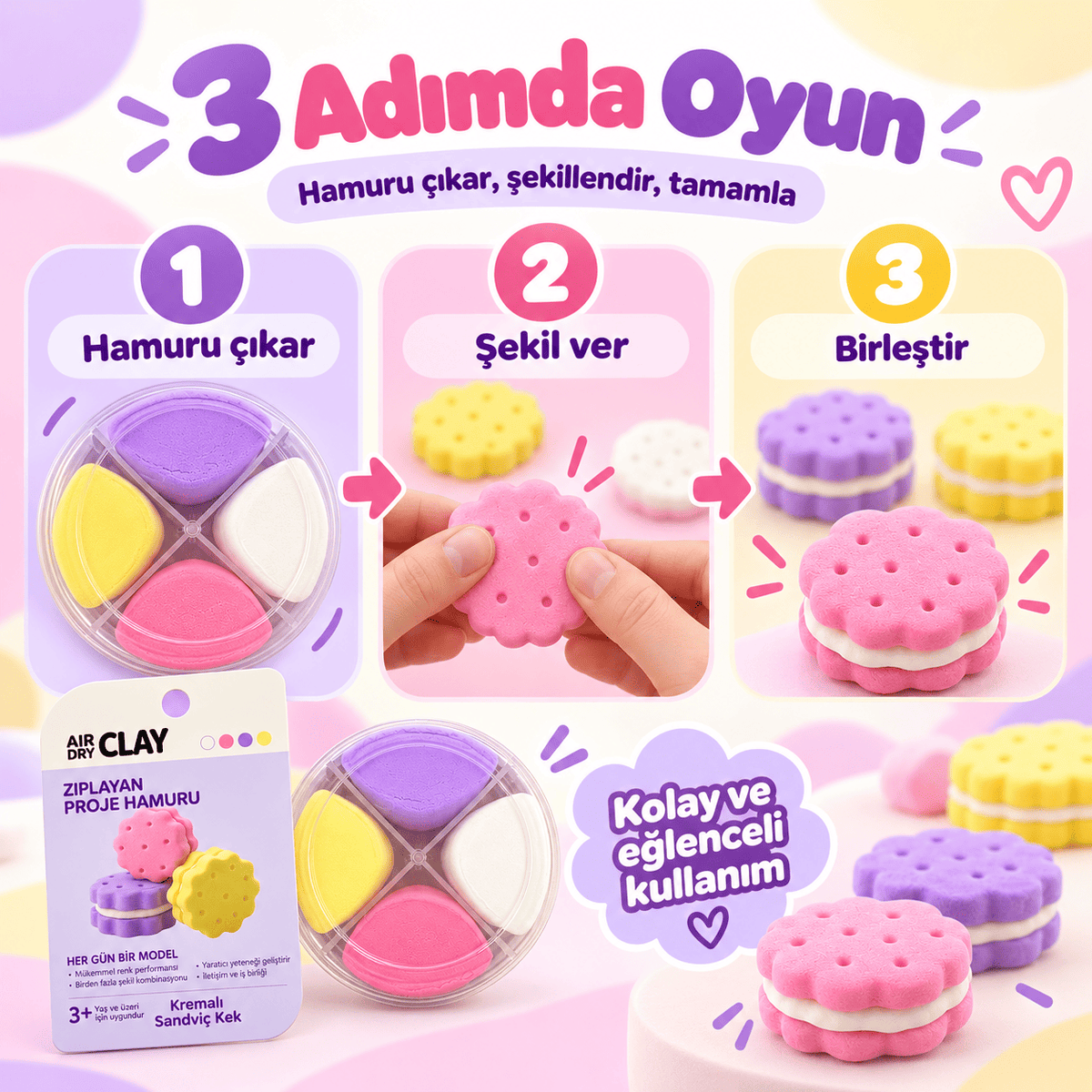 Luvoon™ Kremalı Sandviç Kek Zıplayan Proje Hamuru