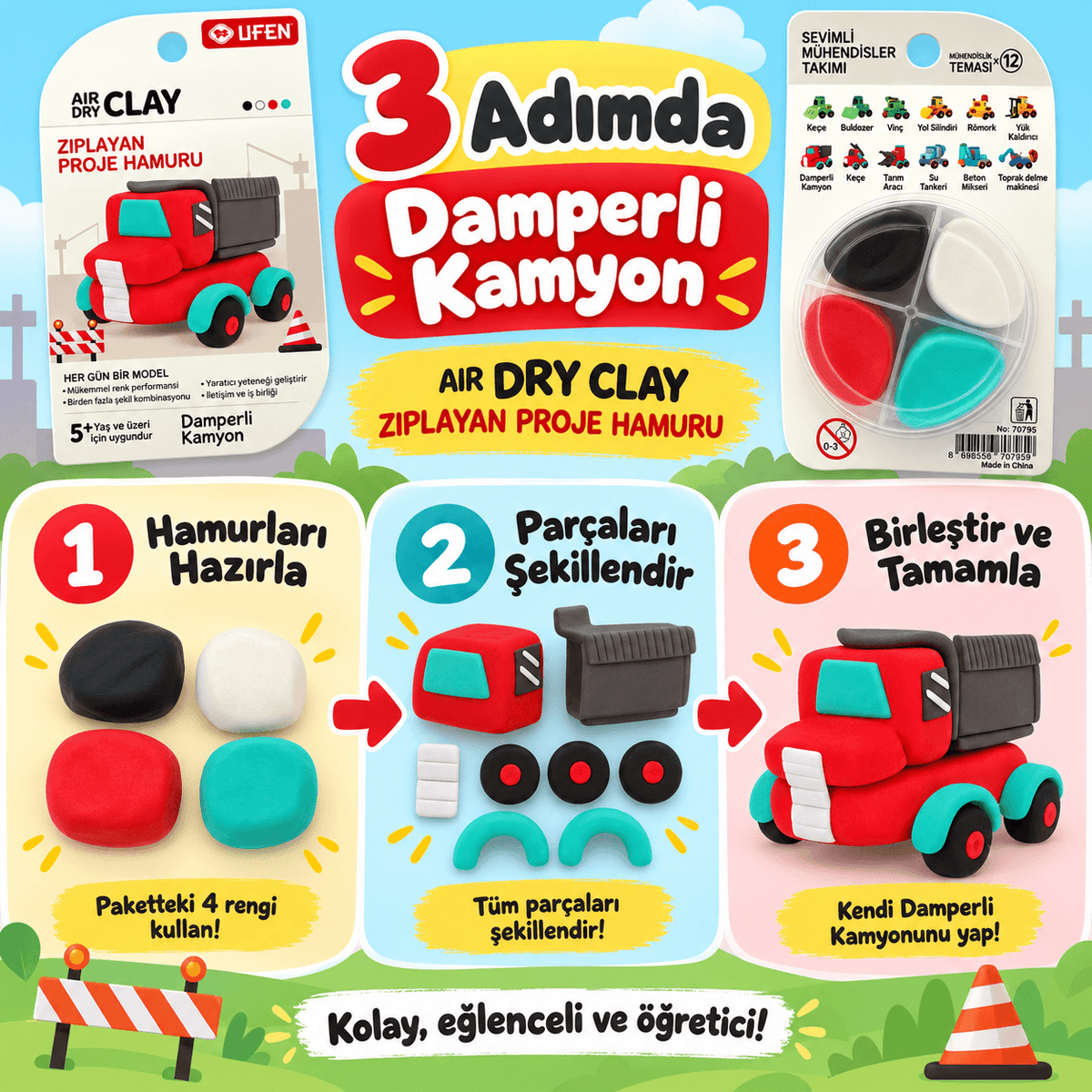 Luvoon™ Damperli Kamyon Zıplayan Proje Hamuru