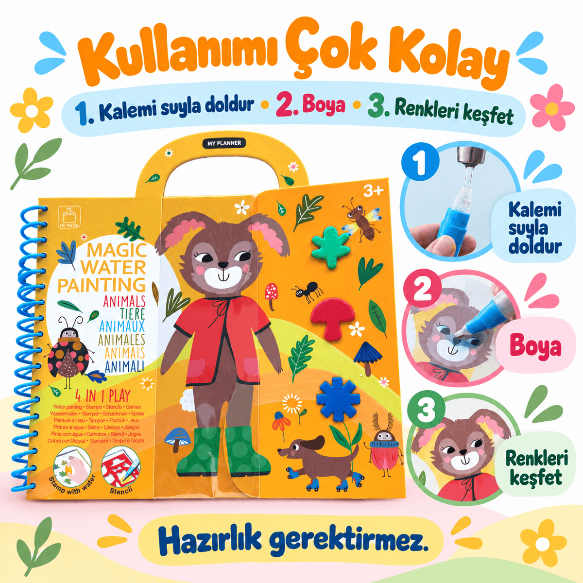 Luvoon™ Hayvanlar Temalı Sihirli Su Boyama Aktivite Kitabı
