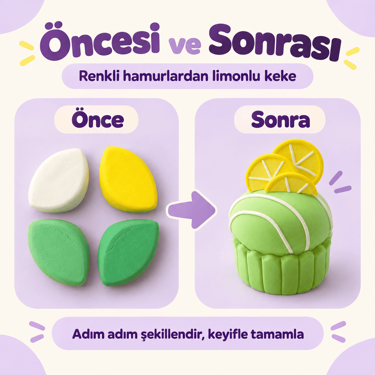 Luvoon™ Limonlu Kek Zıplayan Proje Hamuru