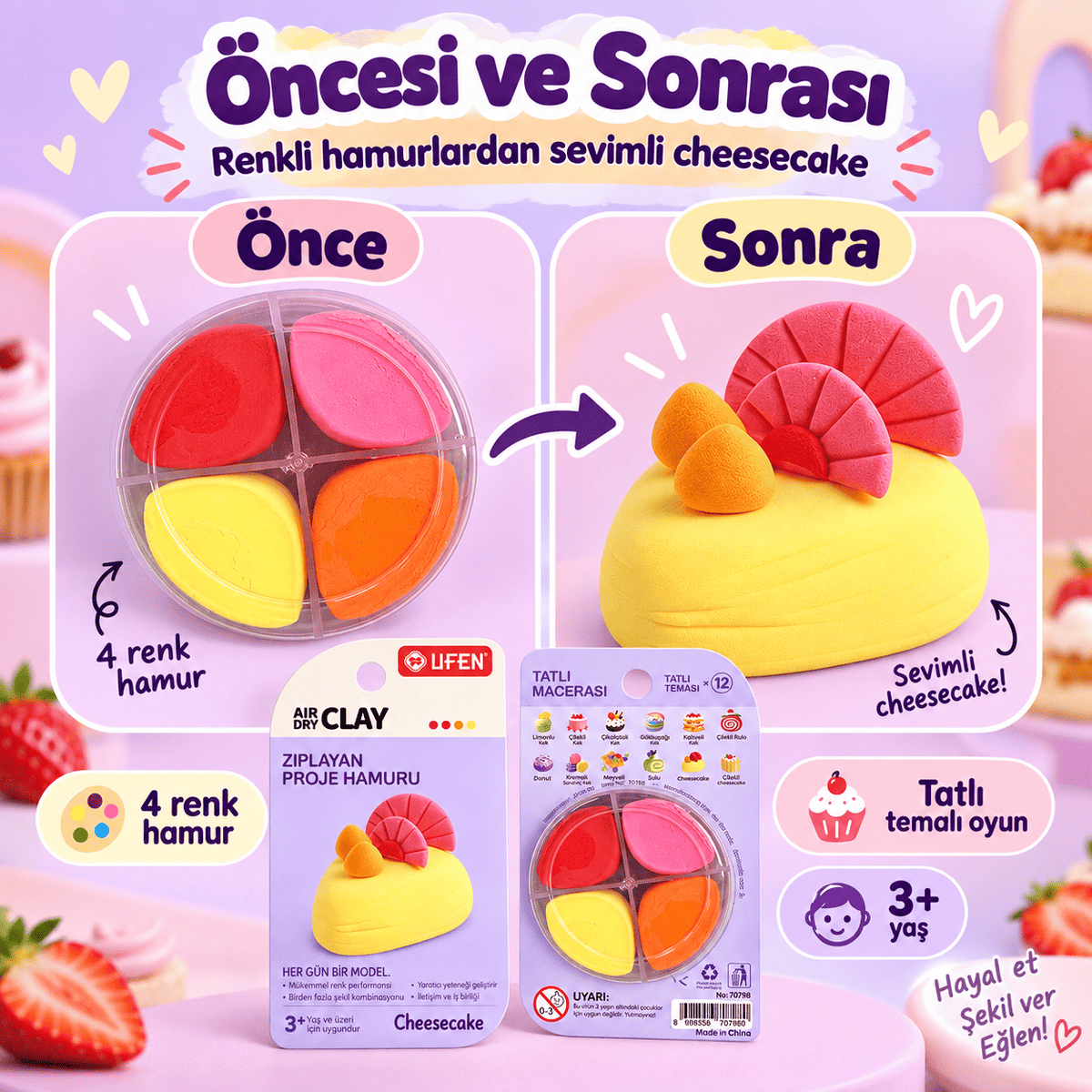 Luvoon™ Cheesecake Zıplayan Proje Hamuru