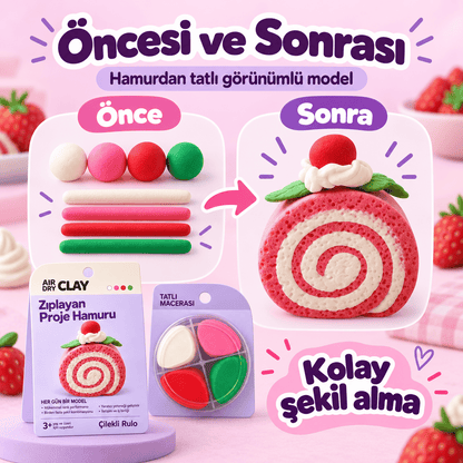 Luvoon™ Çilekli Rulo Zıplayan Proje Hamuru