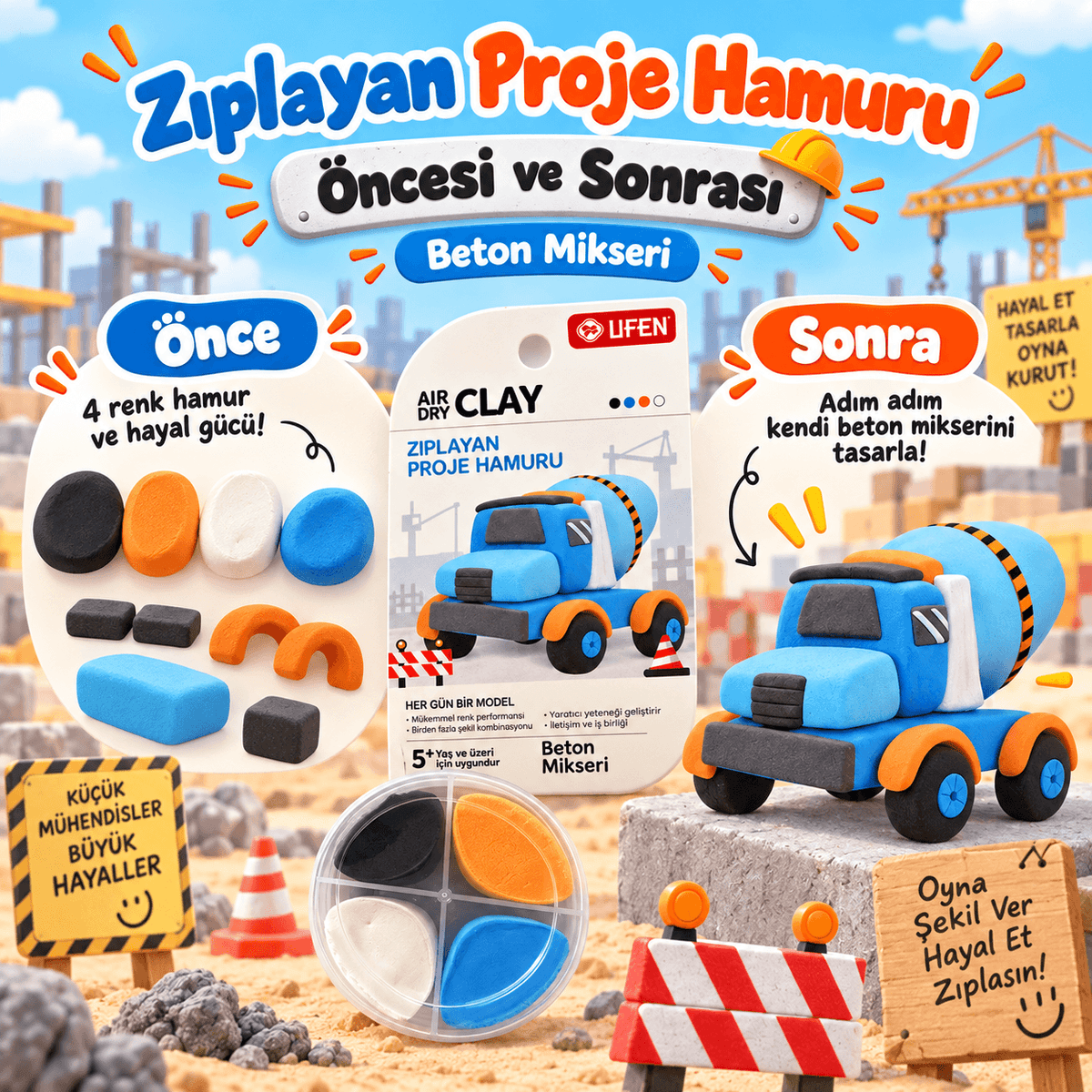 Luvoon™ Beton Mikseri Zıplayan Proje Hamuru