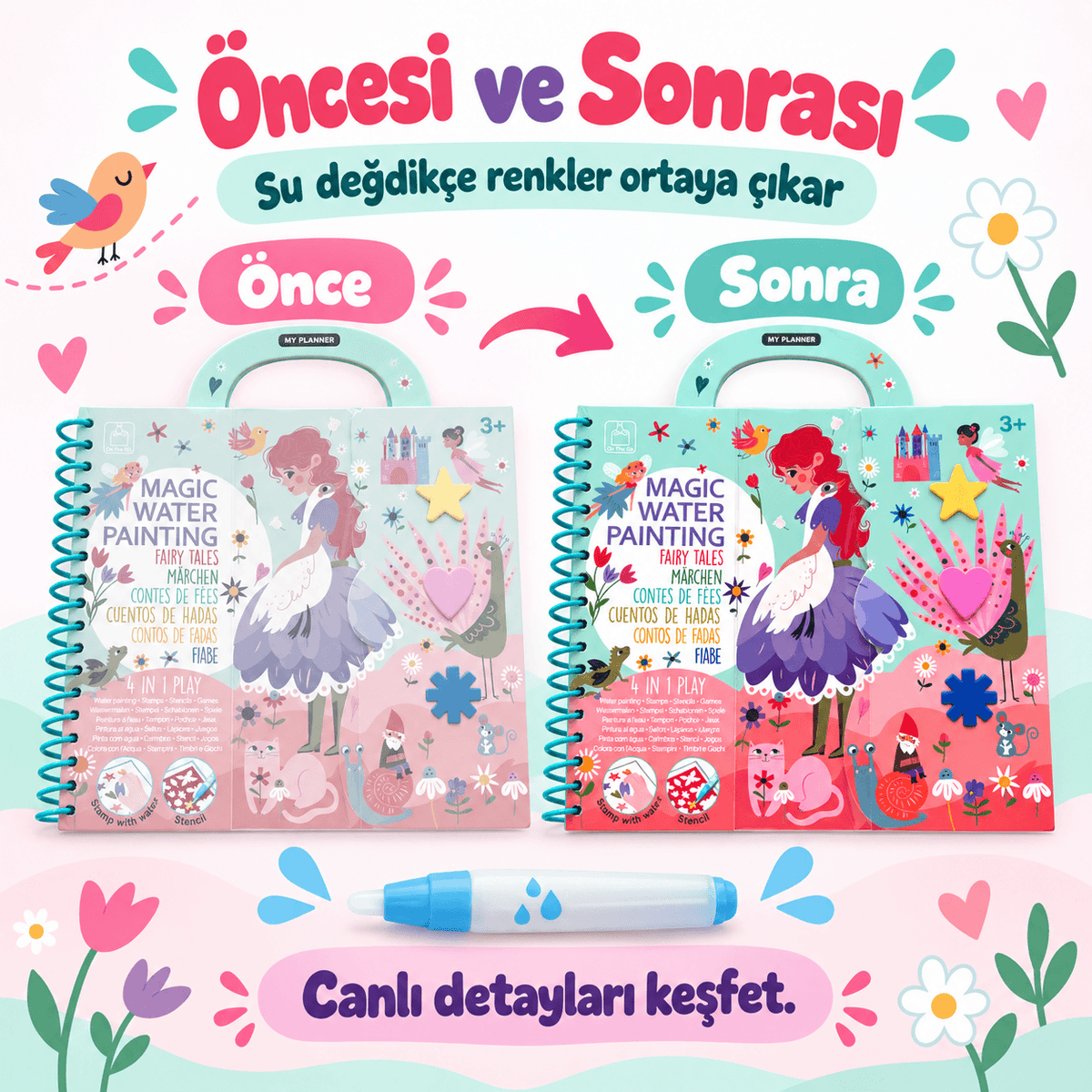 Luvoon™ Masal Dünyası Sihirli Su Boyama Aktivite Kitabı