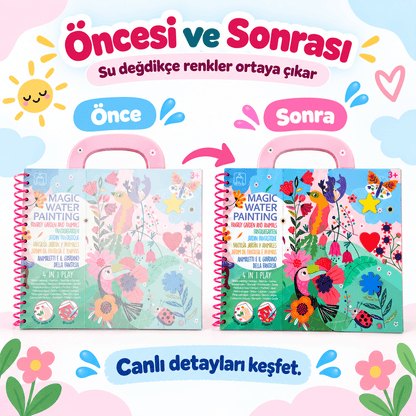 Luvoon™ Fantastik Bahçe ve Hayvanlar Sihirli Su Boyama Kitabı
