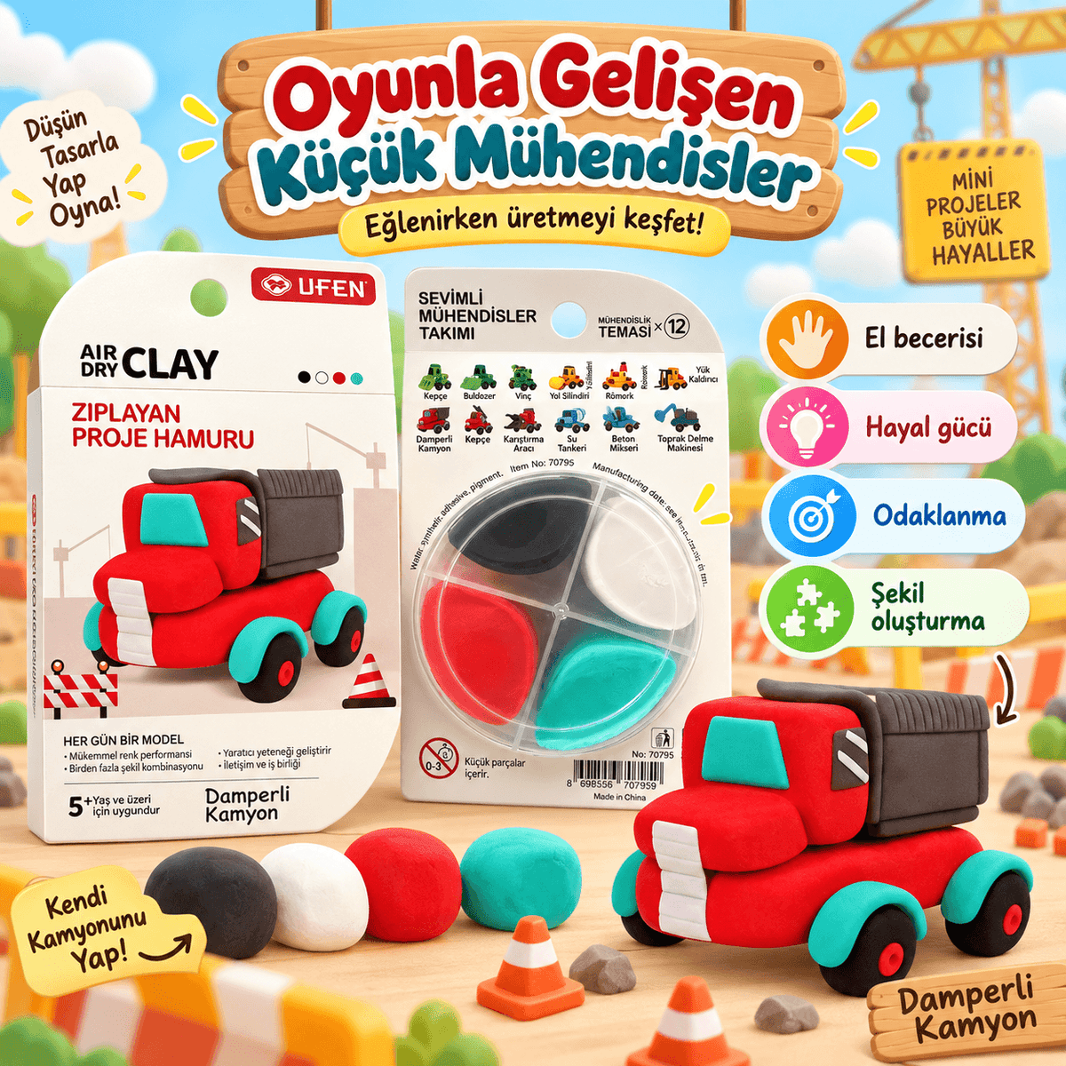 Luvoon™ Damperli Kamyon Zıplayan Proje Hamuru