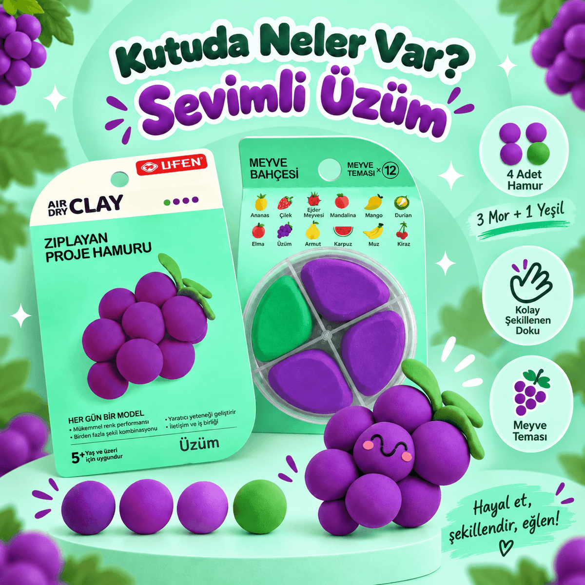 Luvoon™ Üzüm Zıplayan Proje Hamuru
