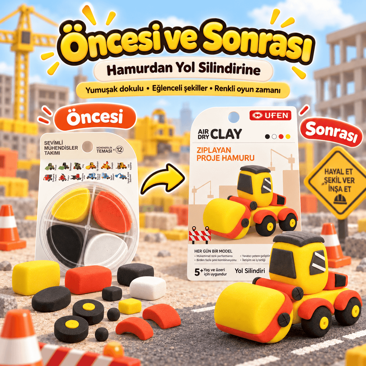 Luvoon™ Yol Silindiri Zıplayan Proje Hamuru