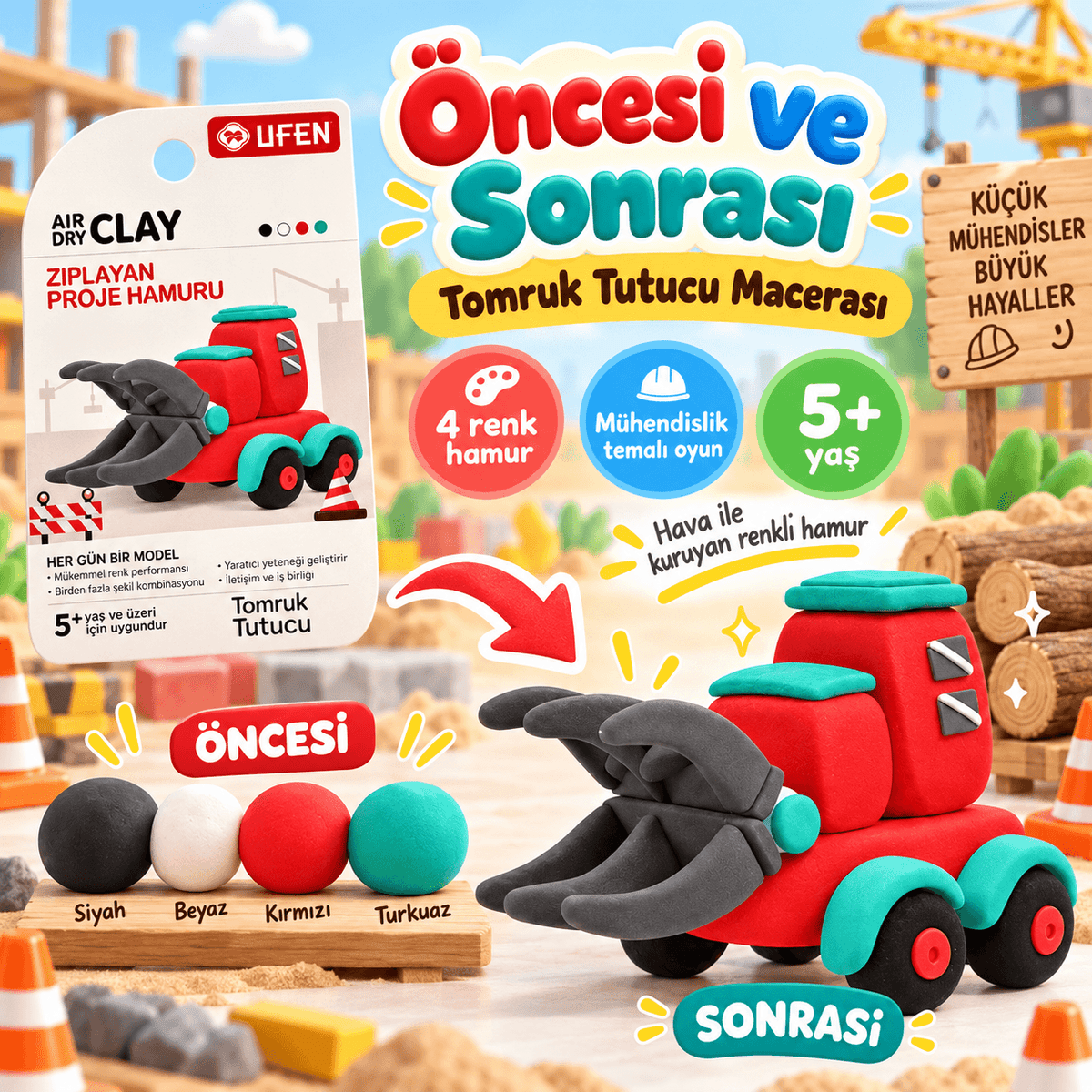Luvoon™ Tomruk Tutucu Zıplayan Proje Hamuru