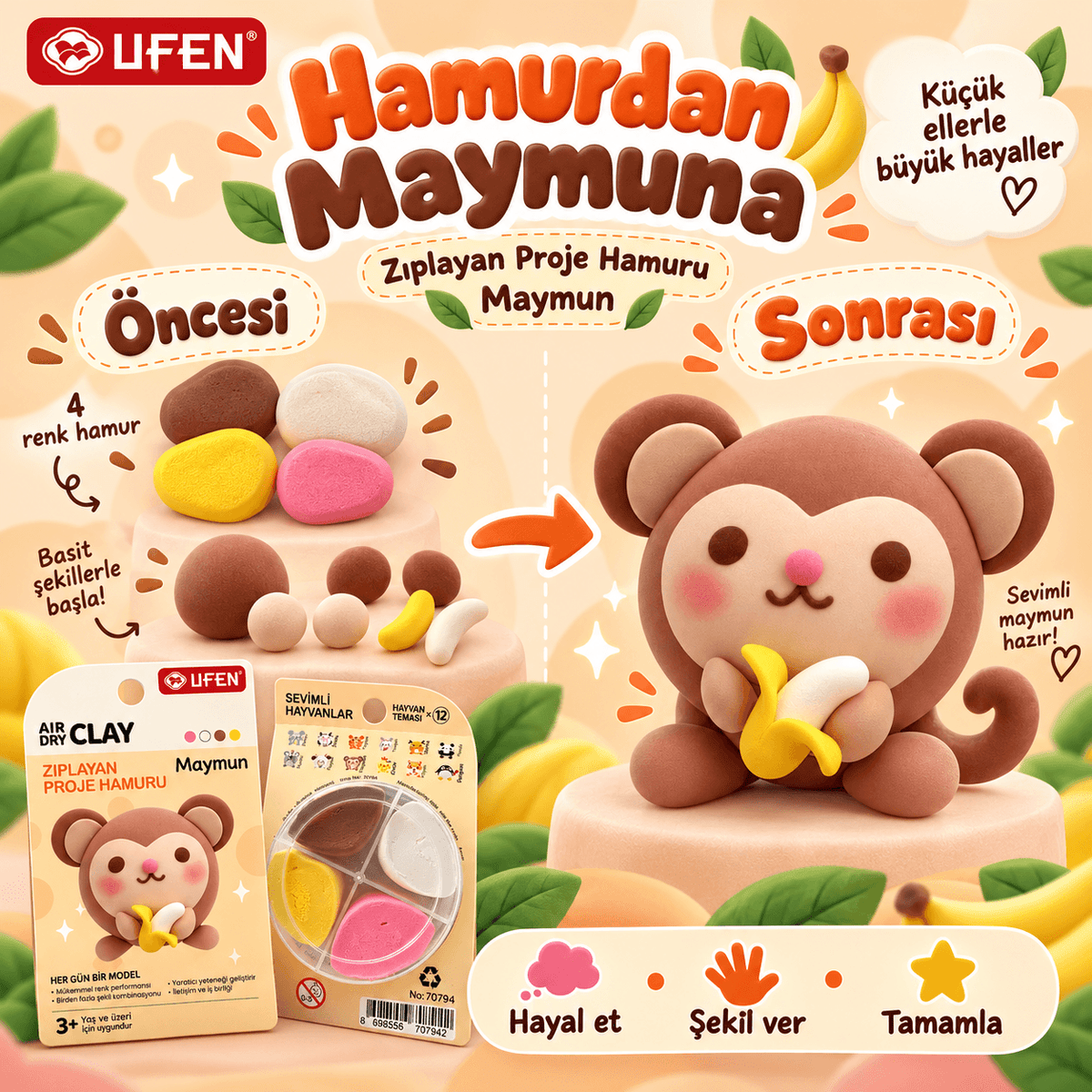 Luvoon™ Maymun Zıplayan Proje Hamuru