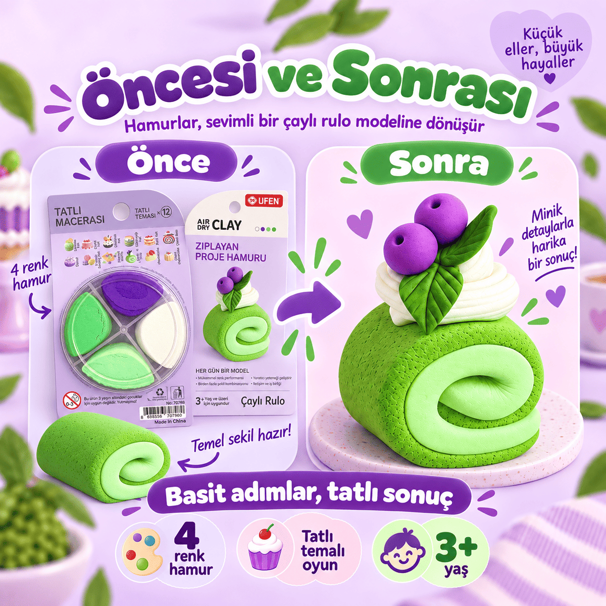 Luvoon™ Çaylı Rulo Zıplayan Proje Hamuru