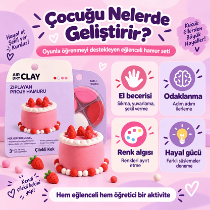 Luvoon™ Çilekli Kek Zıplayan Proje Hamuru