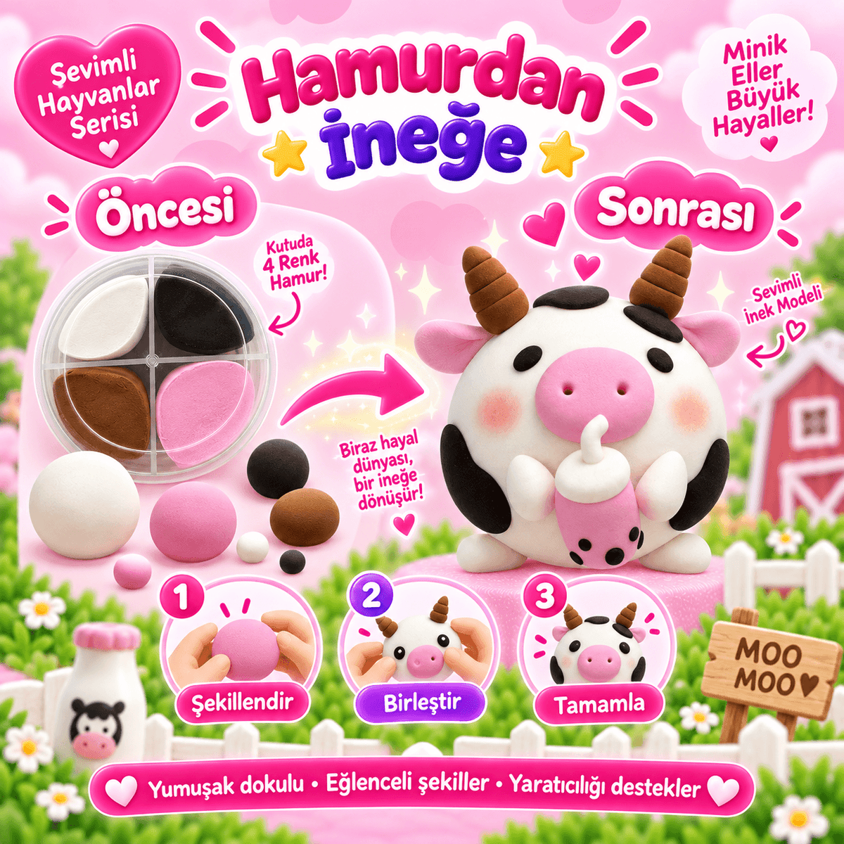 Luvoon™ İnek Zıplayan Proje Hamuru