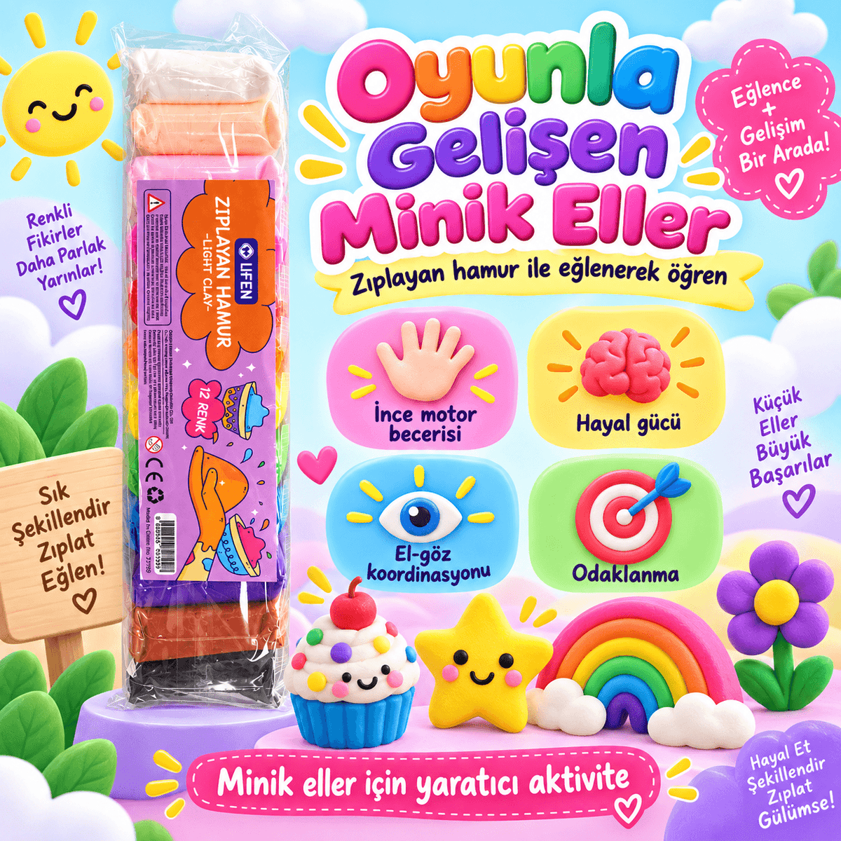 Luvoon™ 12 Renk Zıplayan Proje Hamuru