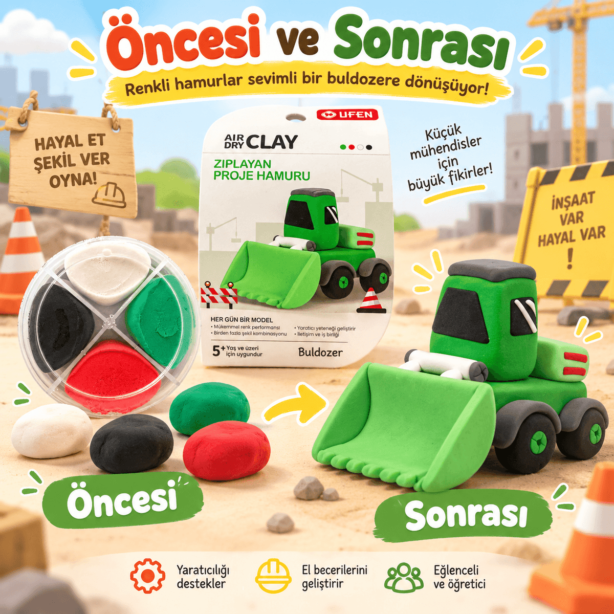 Luvoon™ Buldozer Zıplayan Proje Hamuru