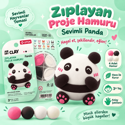 Luvoon™ Sevimli Panda Zıplayan Proje Hamuru