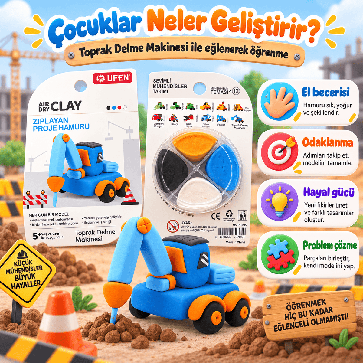 Luvoon™ Toprak Delme Makinesi Zıplayan Proje Hamuru