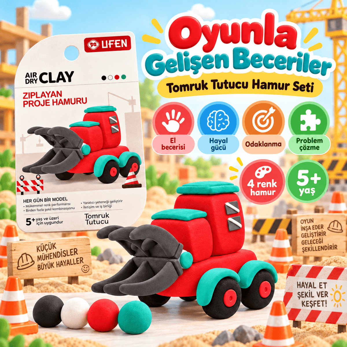 Luvoon™ Tomruk Tutucu Zıplayan Proje Hamuru