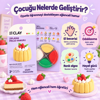 Luvoon™ Çilekli Cheesecake Zıplayan Proje Hamuru