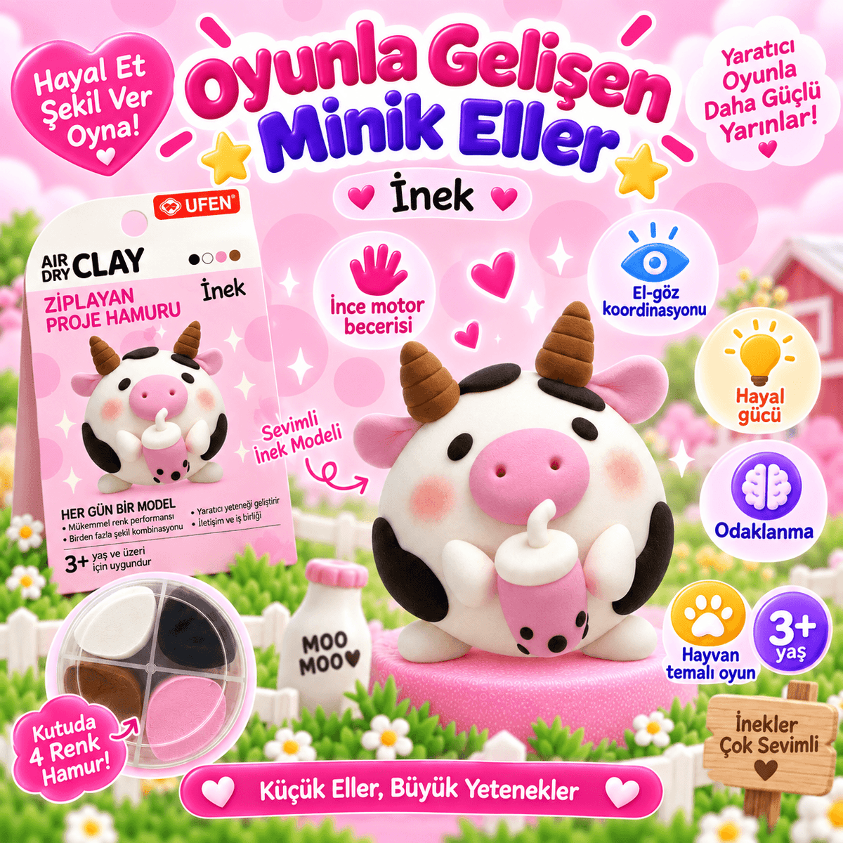 Luvoon™ İnek Zıplayan Proje Hamuru