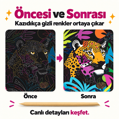 Luvoon™ Neon Hayvanlar Kazıma Sanat Kitabı