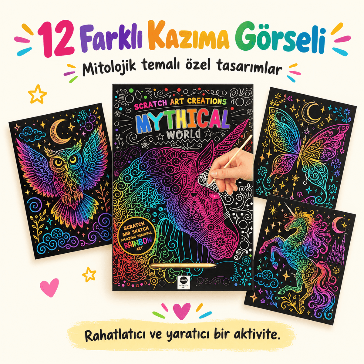 Luvoon™ Mitolojik Dünya Kazıma Sanat Kitabı