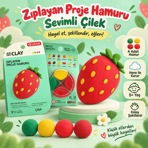 Luvoon™ Çilek Zıplayan Proje Hamuru