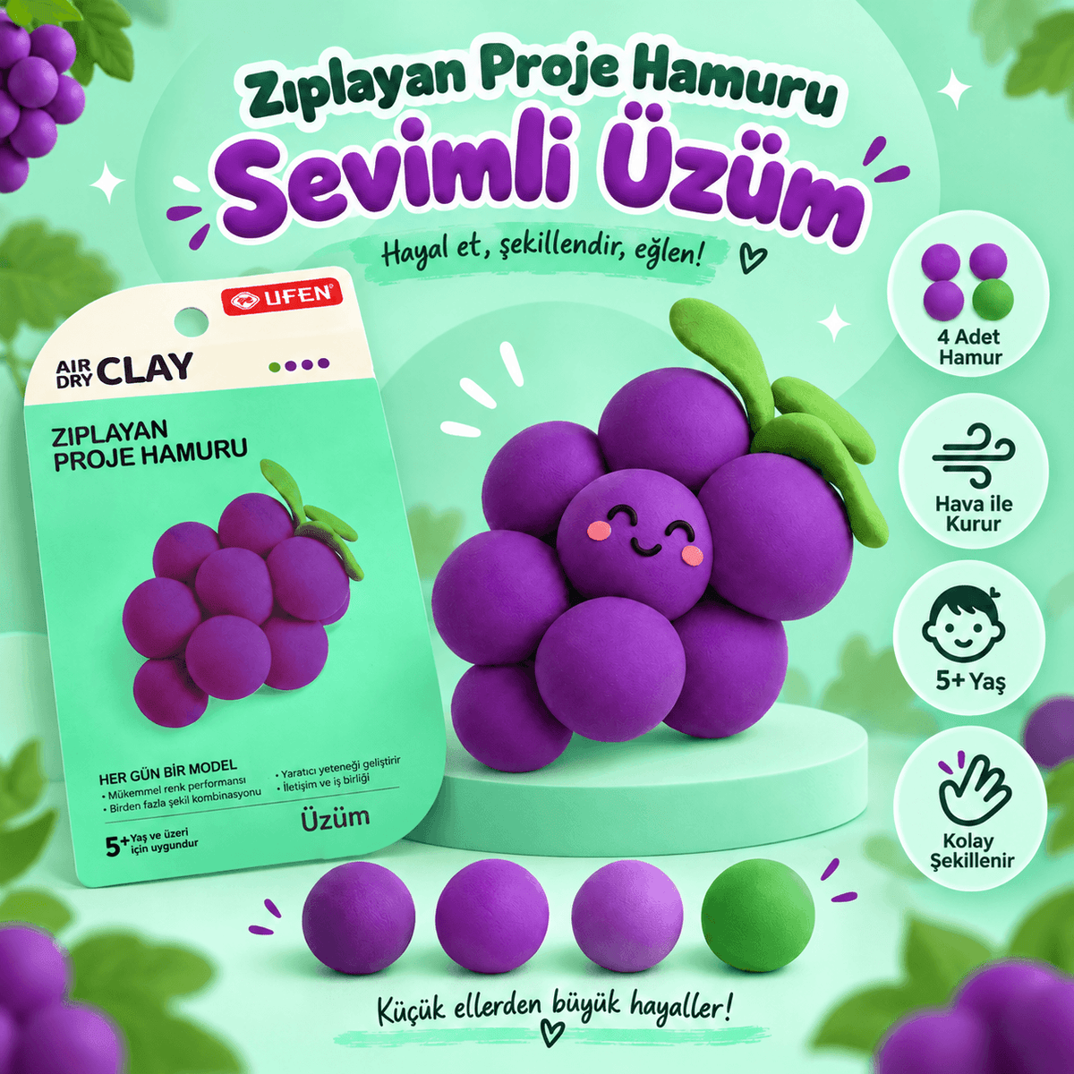 Luvoon™ Üzüm Zıplayan Proje Hamuru