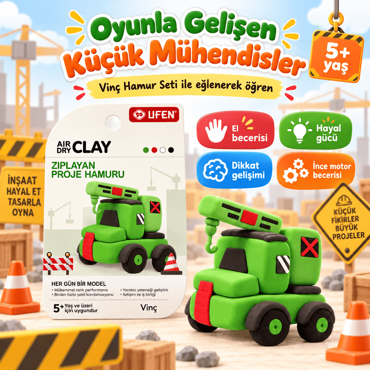 Luvoon™ Vinç Zıplayan Proje Hamuru