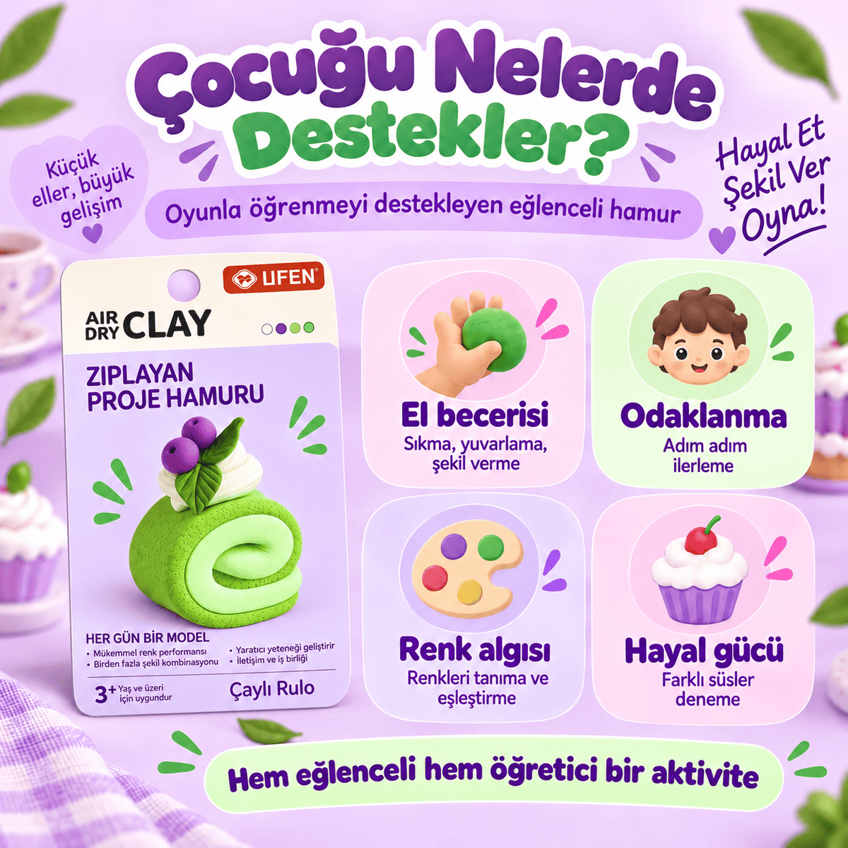 Luvoon™ Çaylı Rulo Zıplayan Proje Hamuru
