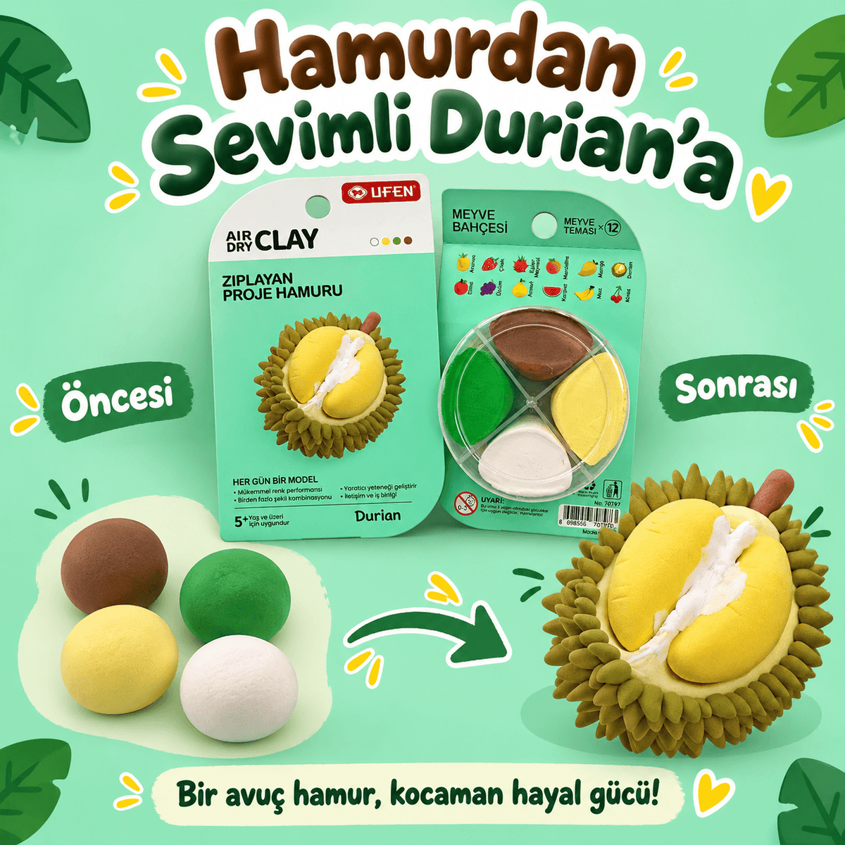 Luvoon™ Durian Zıplayan Proje Hamuru