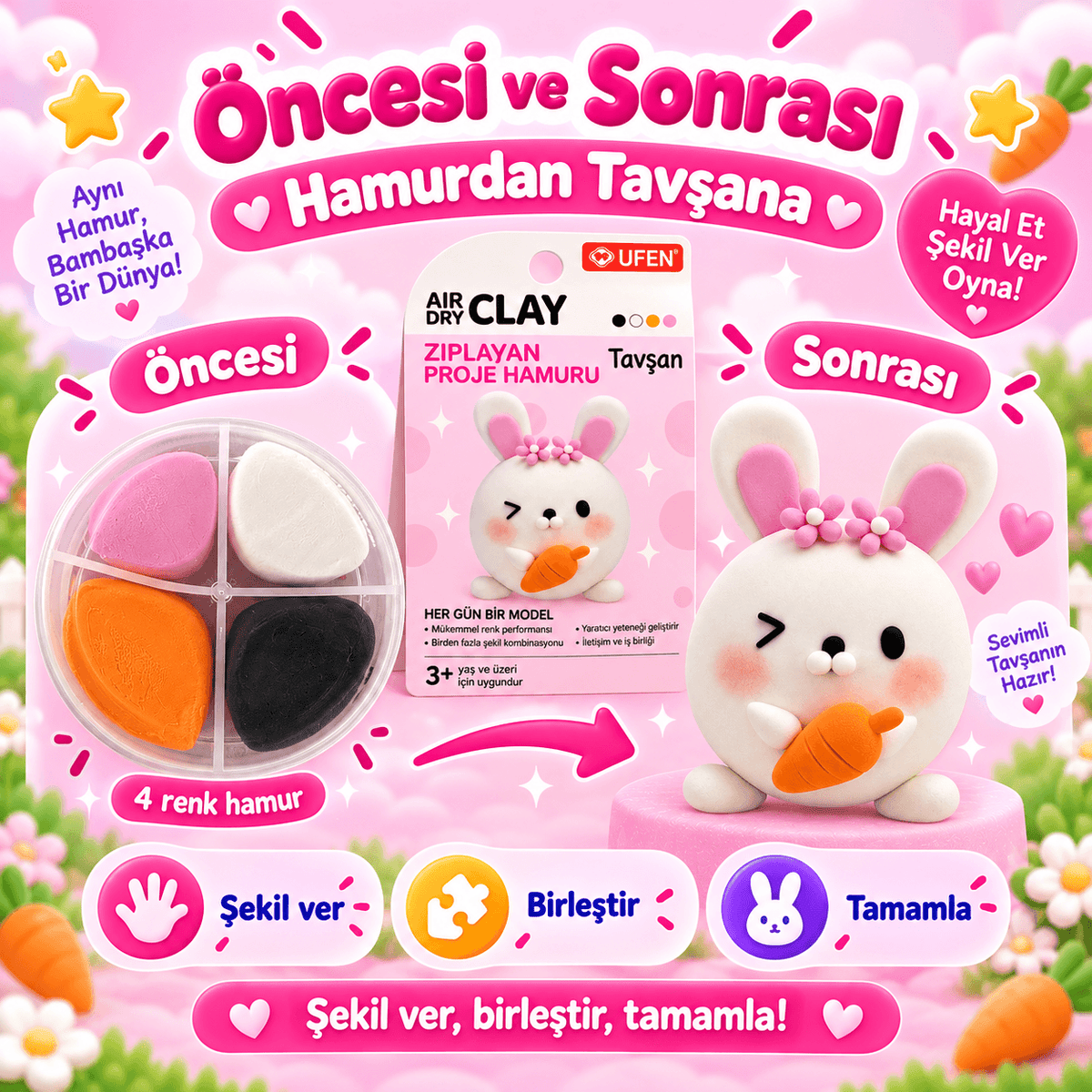 Luvoon™ Tavşan Zıplayan Proje Hamuru