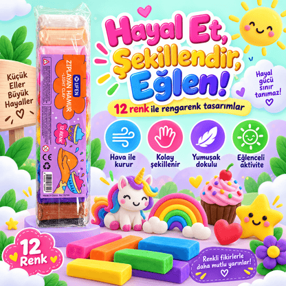 Luvoon™ 12 Renk Zıplayan Proje Hamuru