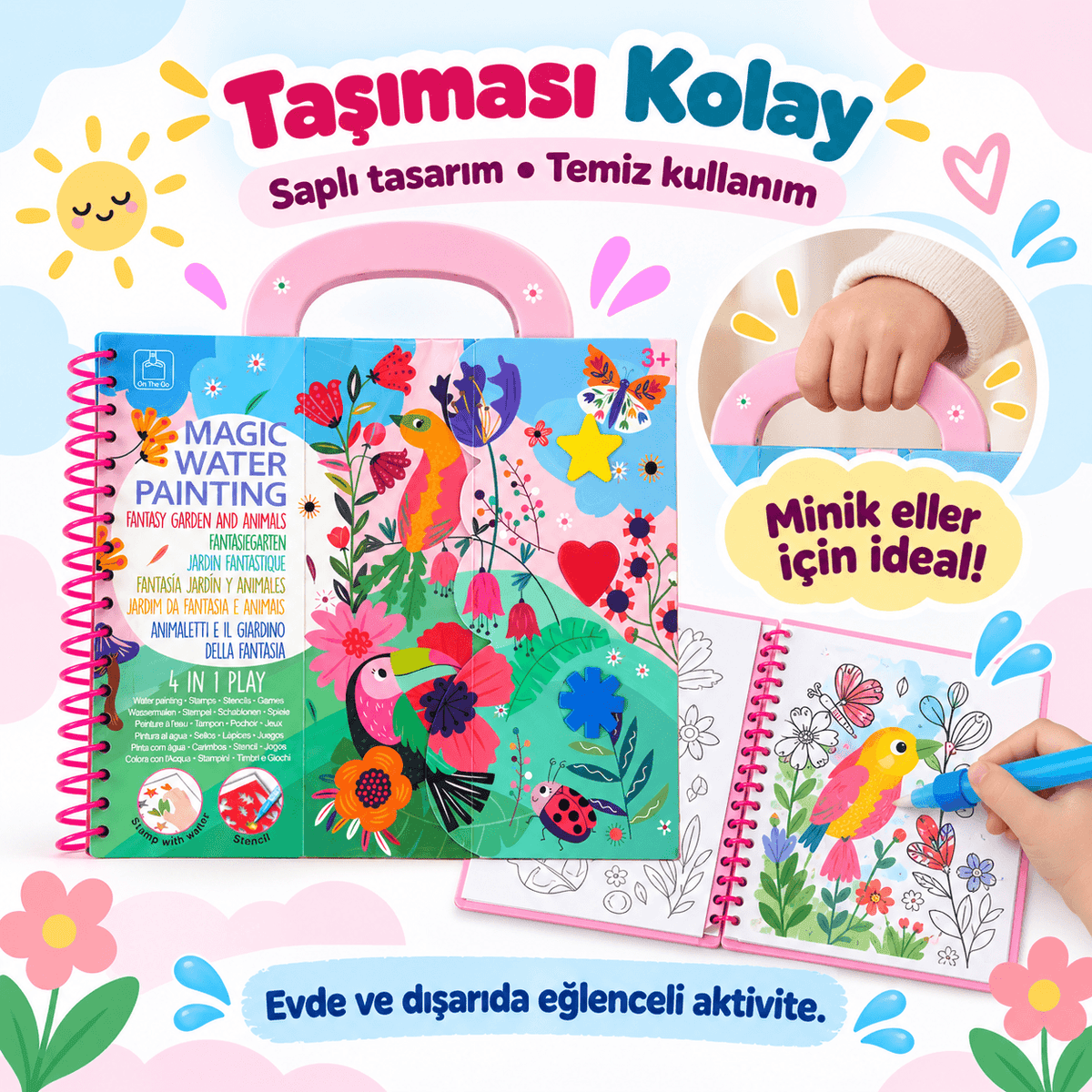 Luvoon™ Fantastik Bahçe ve Hayvanlar Sihirli Su Boyama Kitabı
