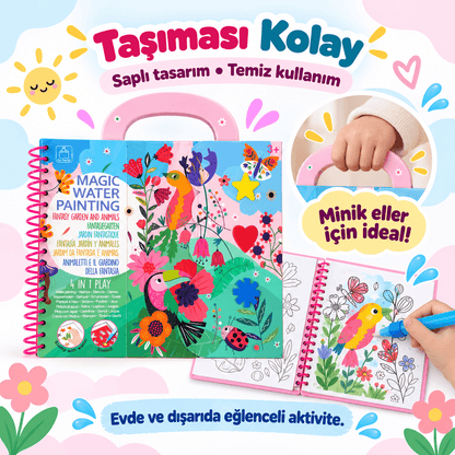 Luvoon™ Fantastik Bahçe ve Hayvanlar Sihirli Su Boyama Kitabı