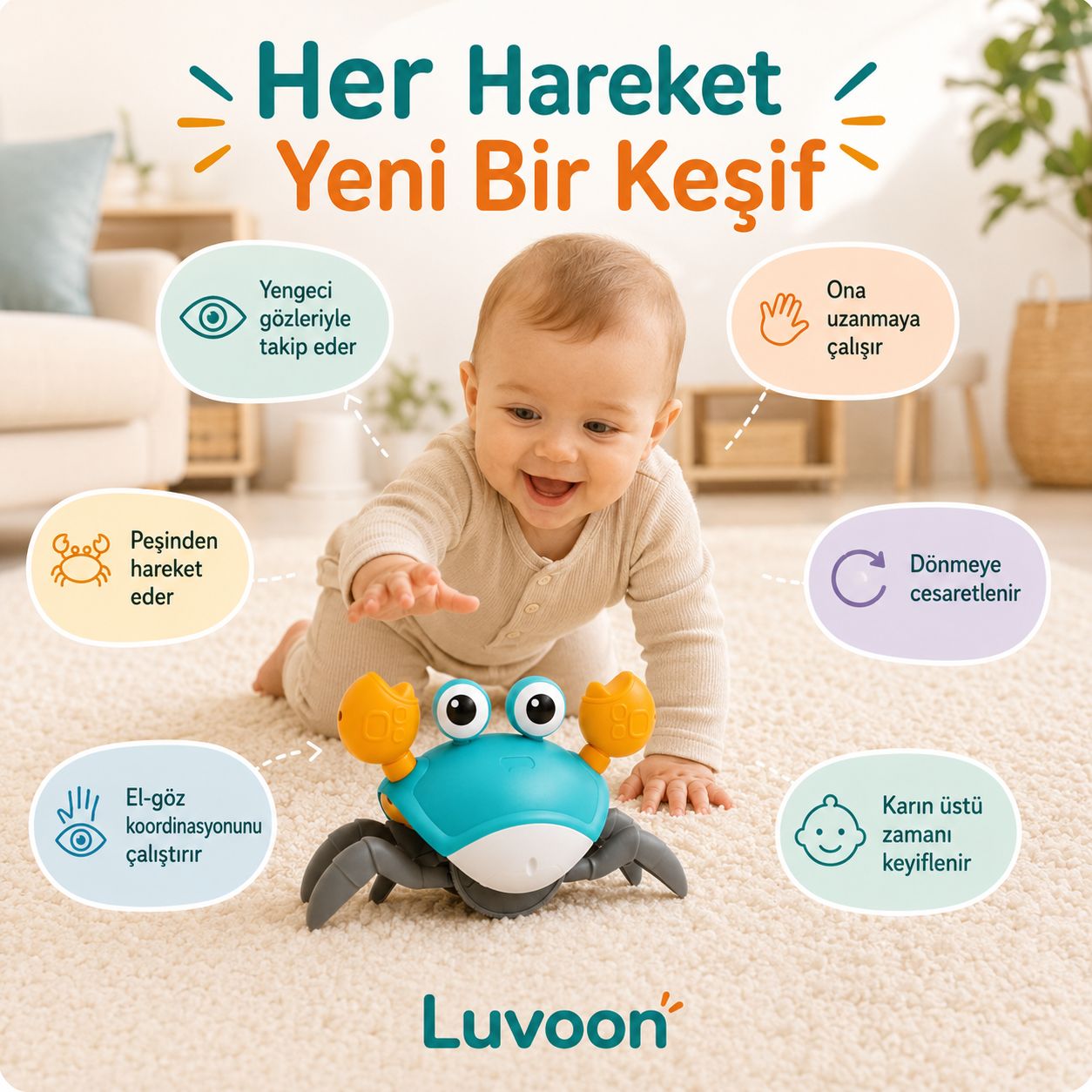 Luvoon™ Yengeç Emekleme Oyuncağı