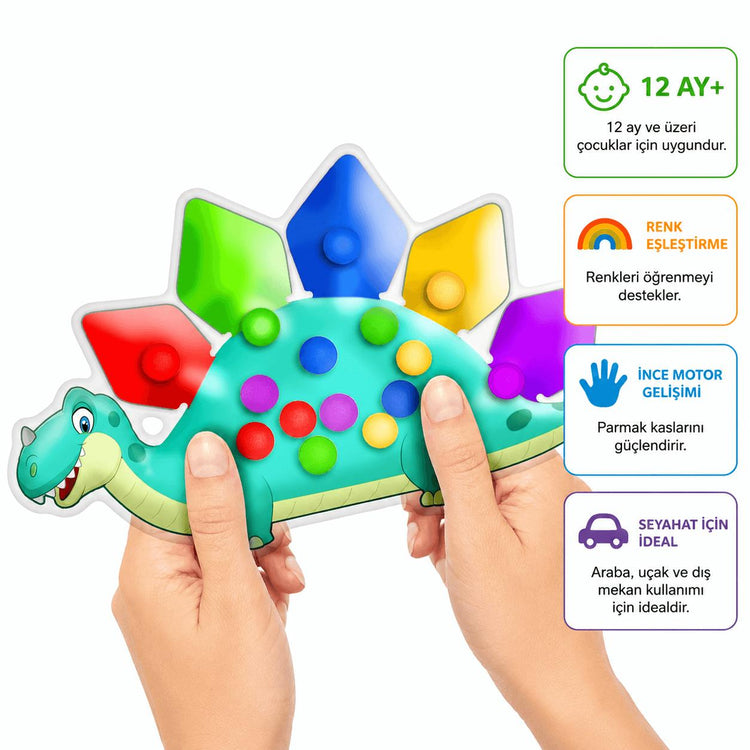 Luvoon™ Montessori Dinozor Renk Eşleştirme Duyu Oyuncağı