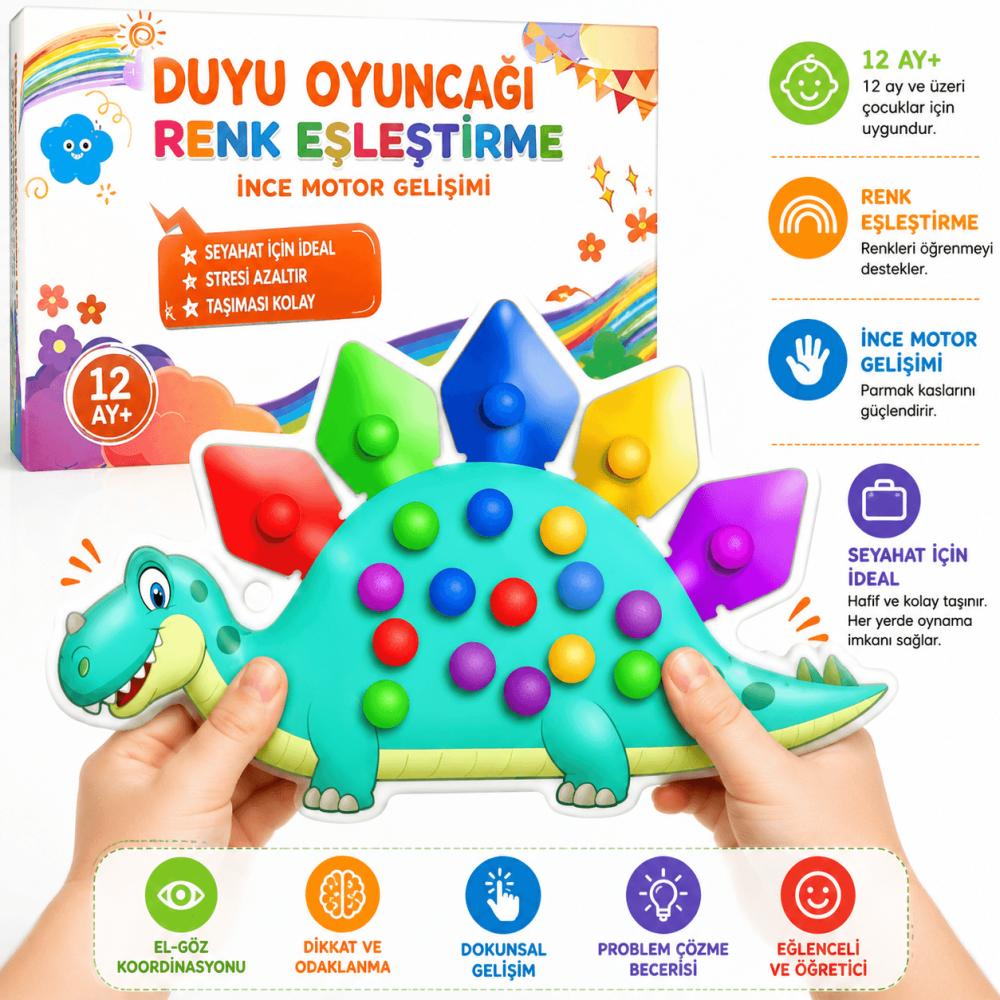 Luvoon™ Montessori Dinozor Renk Eşleştirme Duyu Oyuncağı