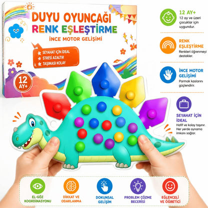 Luvoon™ Montessori Dinozor Renk Eşleştirme Duyu Oyuncağı