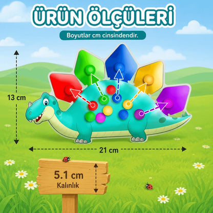 Luvoon™ Montessori Dinozor Renk Eşleştirme Duyu Oyuncağı