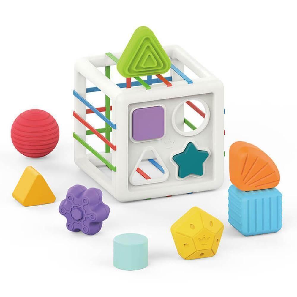 Luvoon™ Montessori Şekil Eşleştirme Küpü - Geometrik Bloklu Eğitici Oyuncak