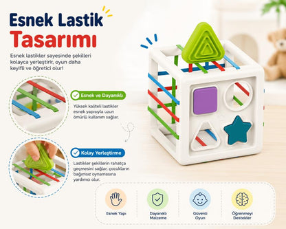 Luvoon™ Montessori Şekil Eşleştirme Küpü - Geometrik Bloklu Eğitici Oyuncak