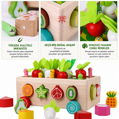 Luvoon™ Montessori Ahşap Sebze Ve Meyve Eşleştirme Oyunu