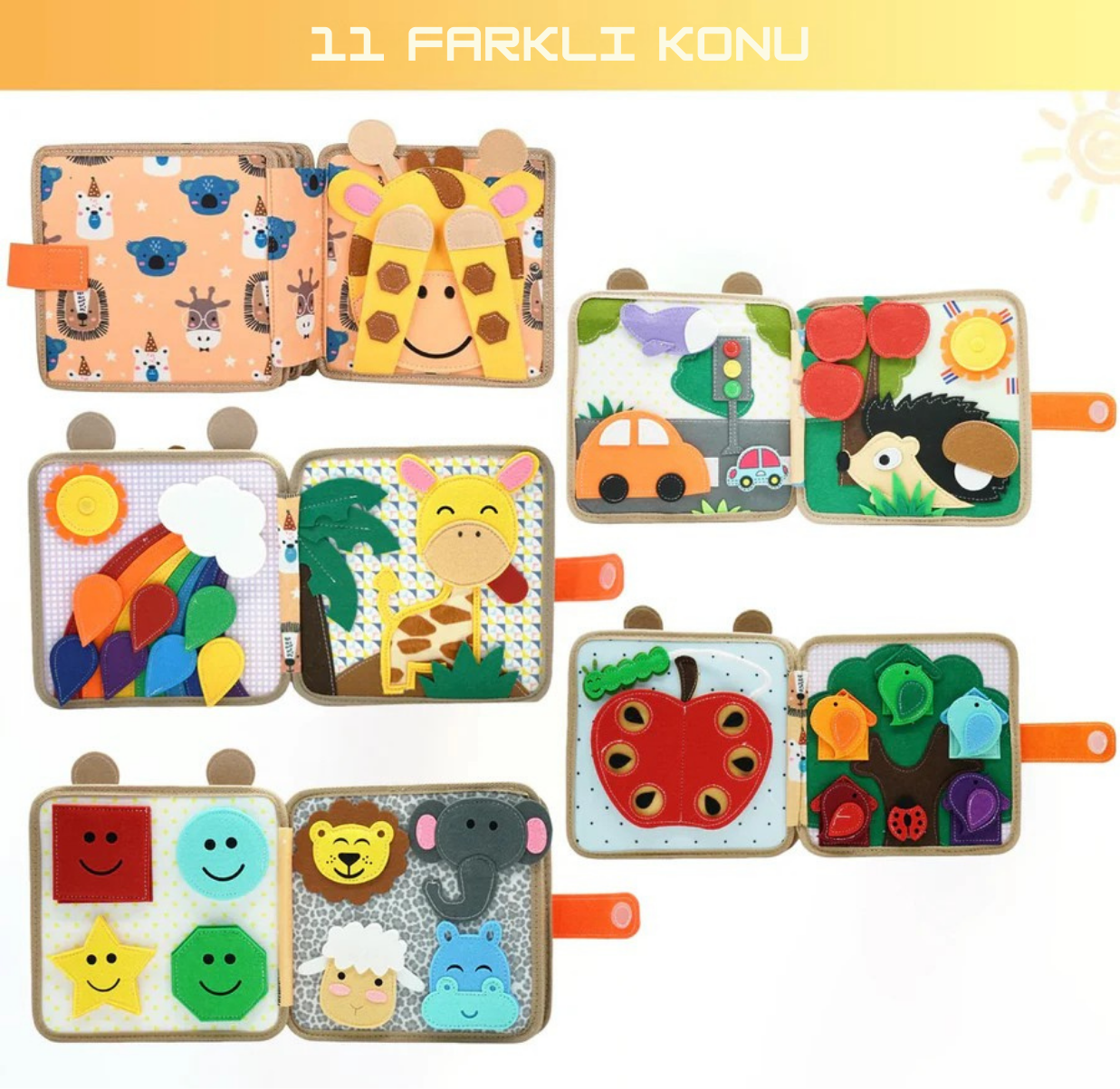 Luvoon™ Montessori Zürafa Keçe Eğitim Kitabı
